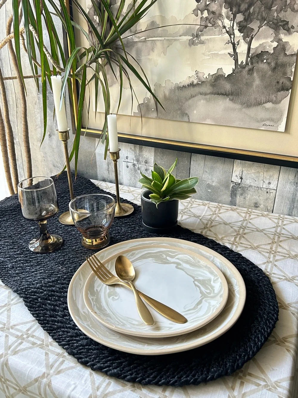 🌴Sleek Threshold Black Jute Braided Oval Table Runner | Oblong | Target